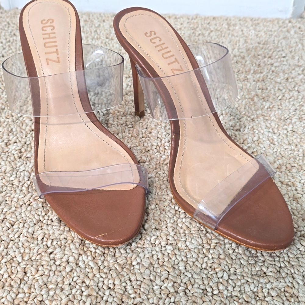 Schutz Ariella Stiletto Sandals Color Wood Size 5.5